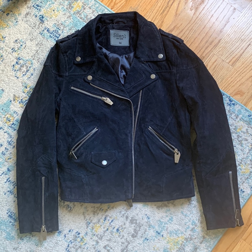 SILENT NYC | Navy Suede Moto Jacket